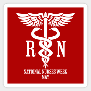 Nurses Week/Day, white caduceus RN Sticker